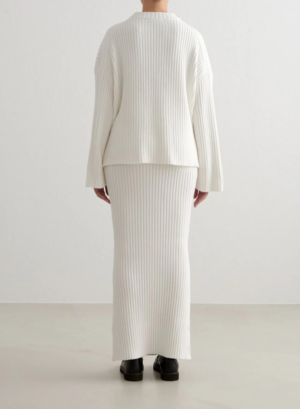 Almond White Rib Knit Sweater - Image 6