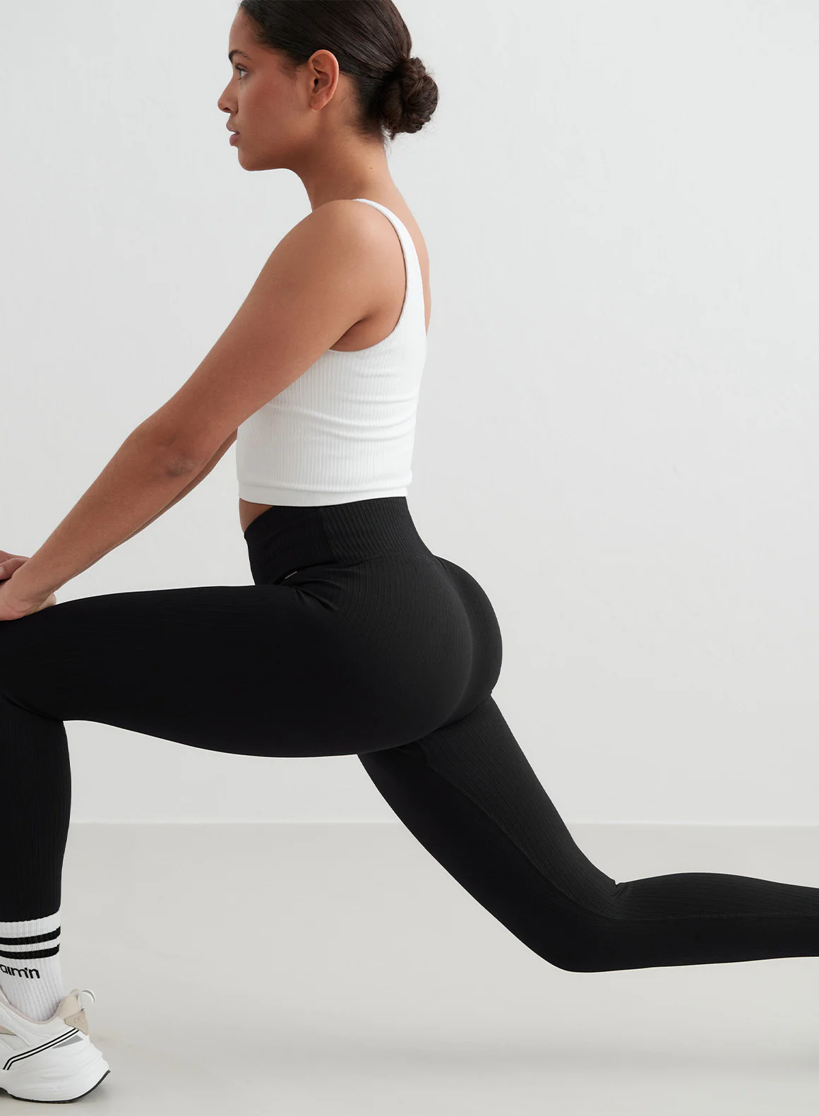 Black Ribbed Seamless Tights - Image 228