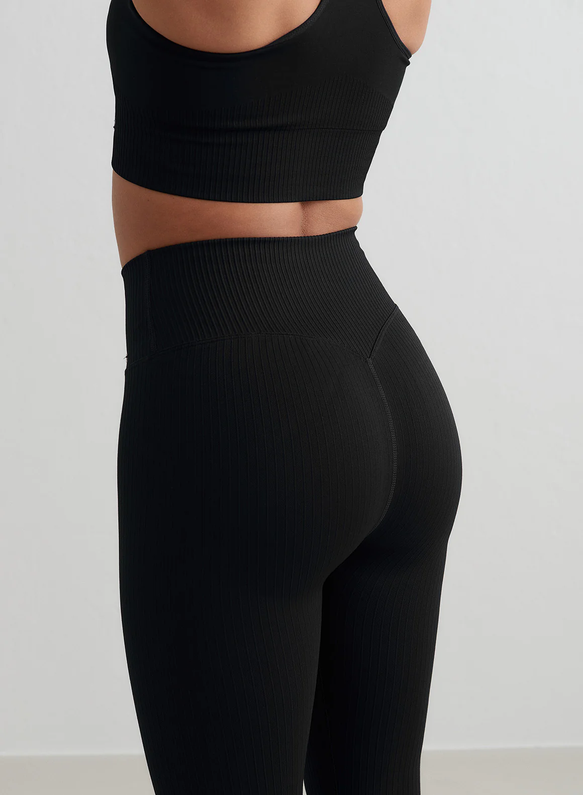 Black Ribbed Seamless Tights - Image 241