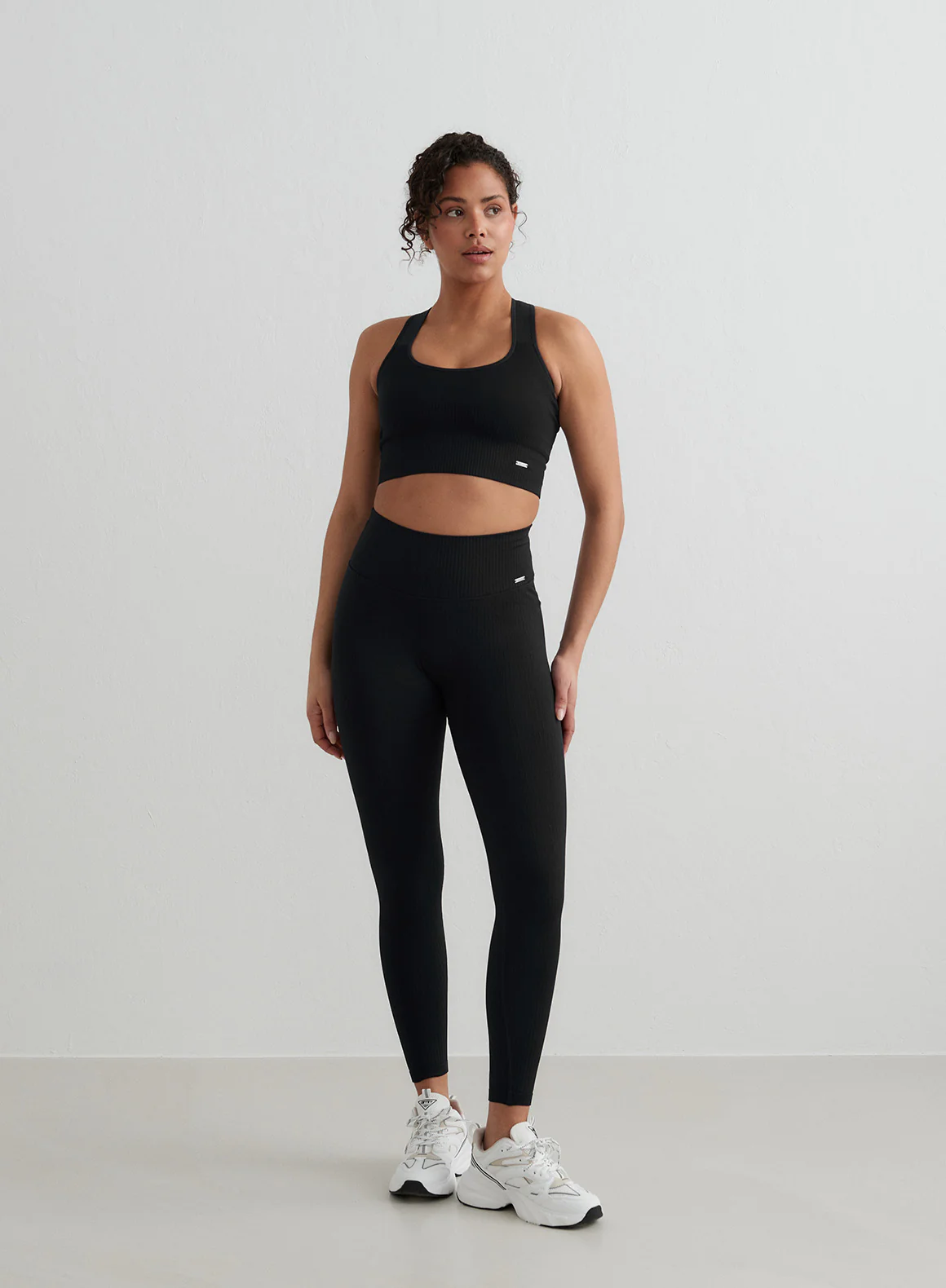 Black Ribbed Seamless Tights - Image 306