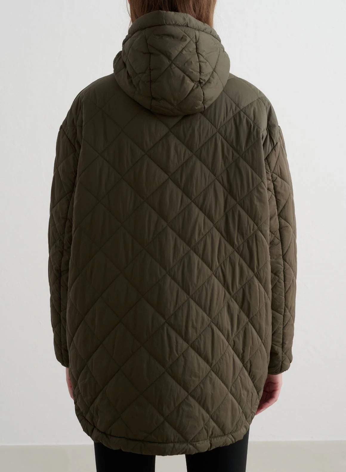 Khaki Oversized Quilted Anorak - Image 3
