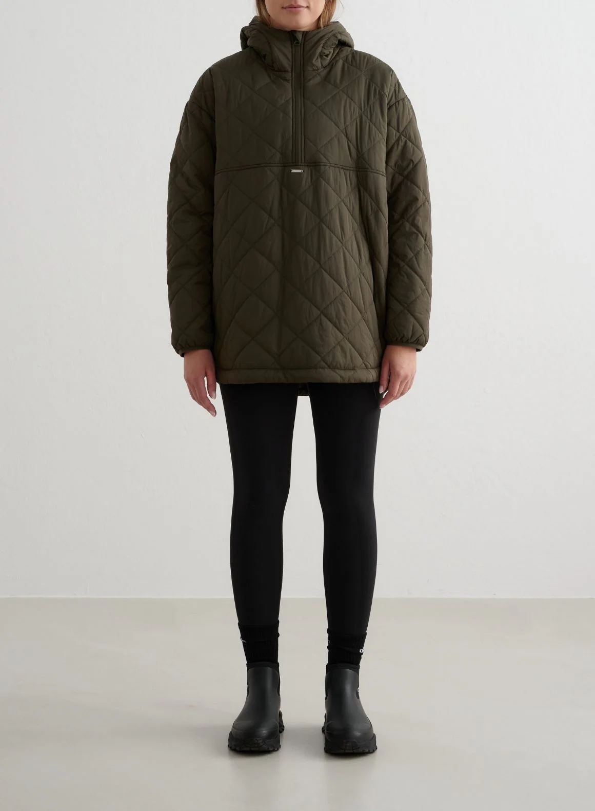 Khaki Oversized Quilted Anorak - Image 4