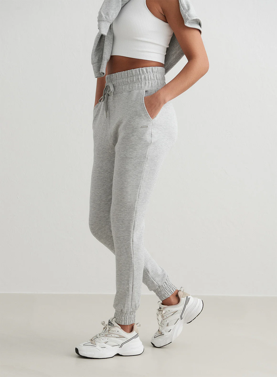 Light Grey Melange Comfy Modal Set With Half Zip Top - Image 3